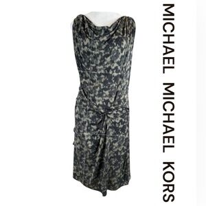 MICHAEL MICHAEL KORS Sleeveless Cowl Neck, Ruched Center Midi Dress, Size M.